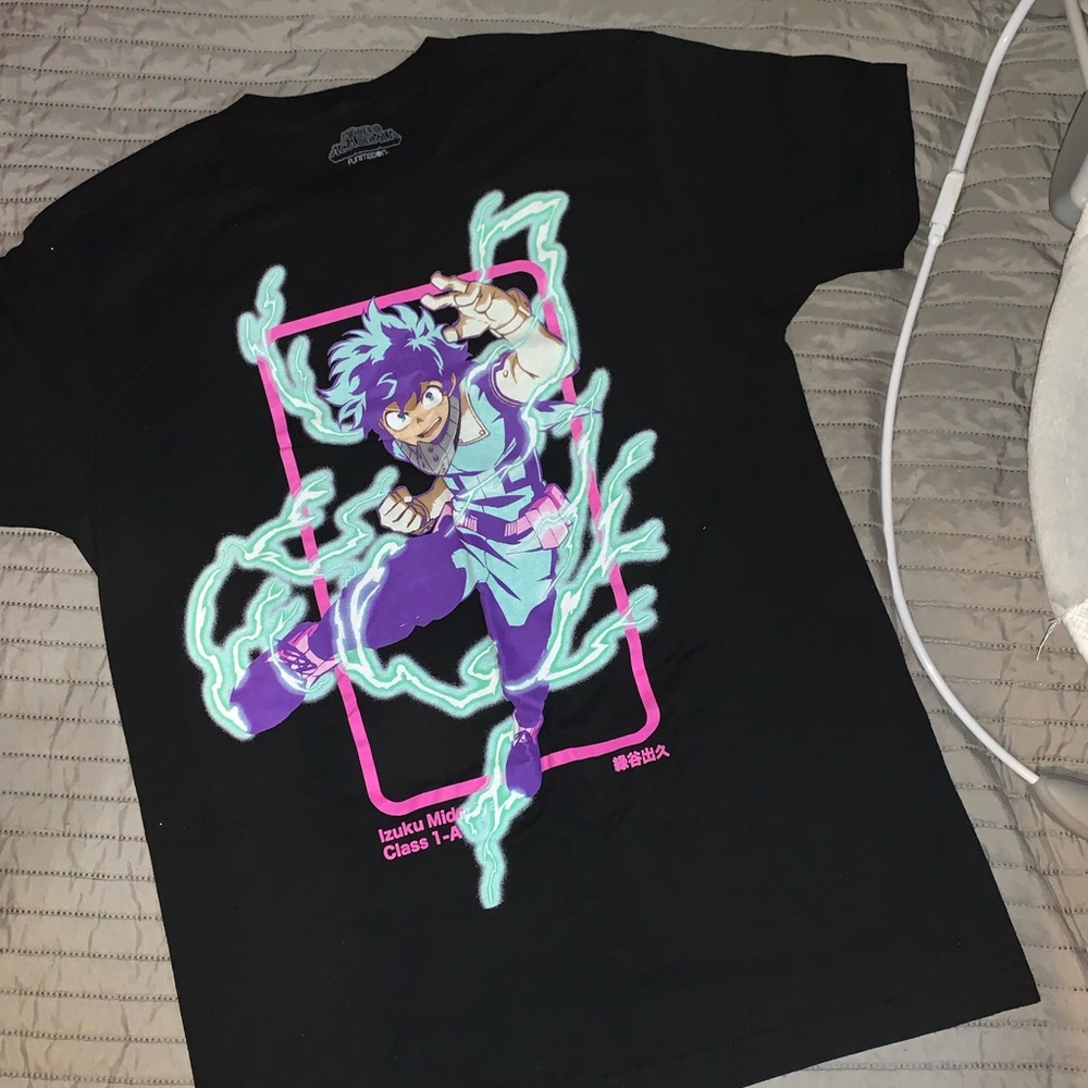 Black Graphic T-Shirt with Anime Design